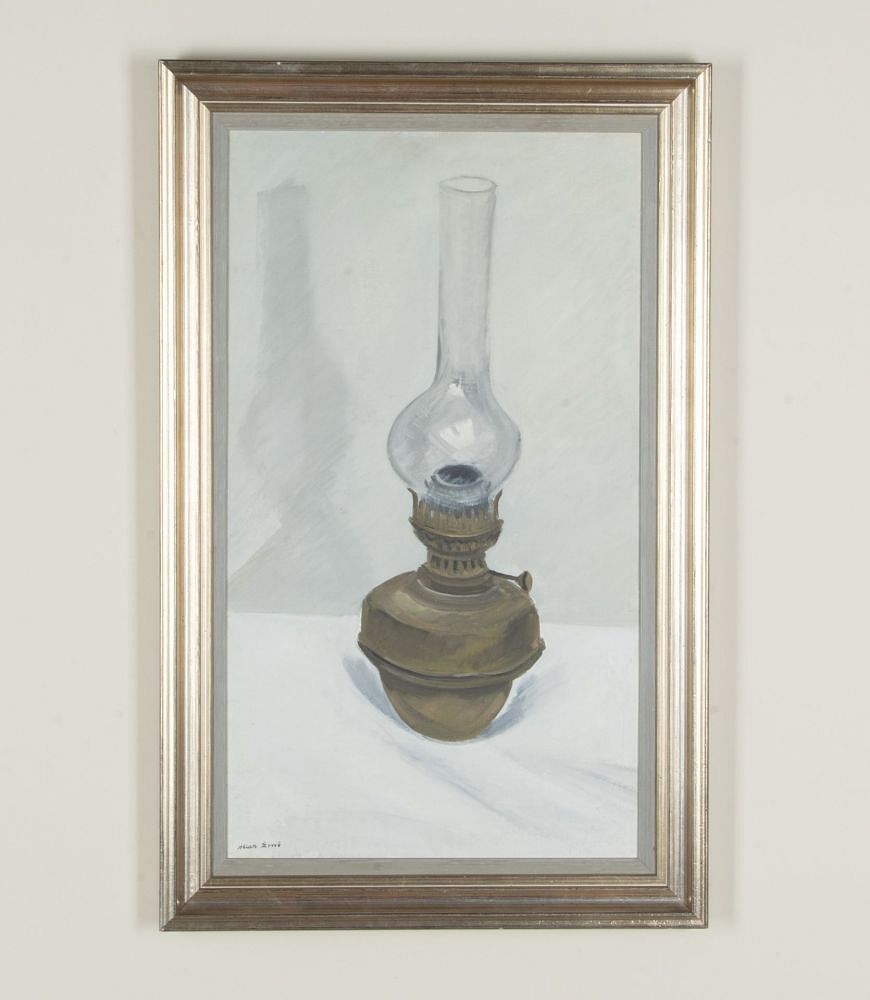 20th Century Swedish Original Oil on Canvas Painting 'Oil Lamp' WD1243059
