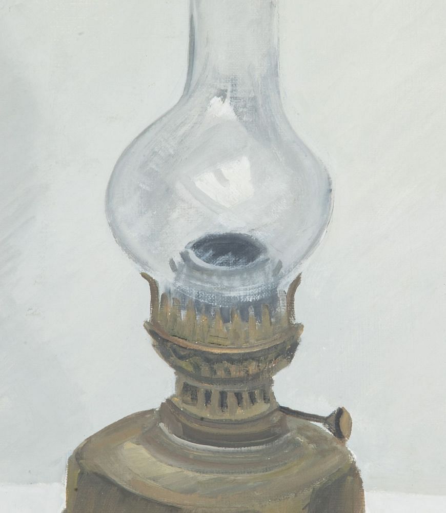 20th Century Swedish Original Oil on Canvas Painting 'Oil Lamp' WD1243059