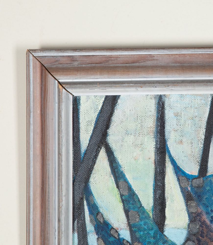 20th Century Swedish Modernist Oil on Board Painting 'Drying Nets' WD1243060