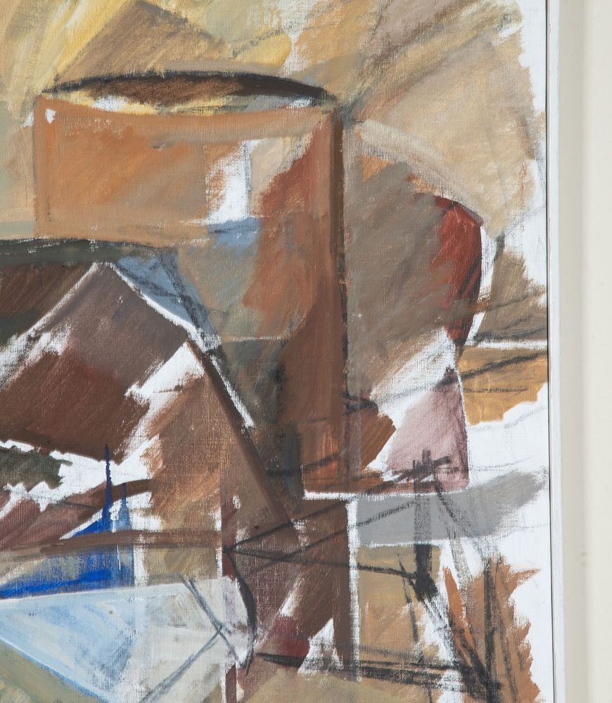 Large 20th Century Swedish Abstract Oil on Canvas Studio Still Life WD1243064