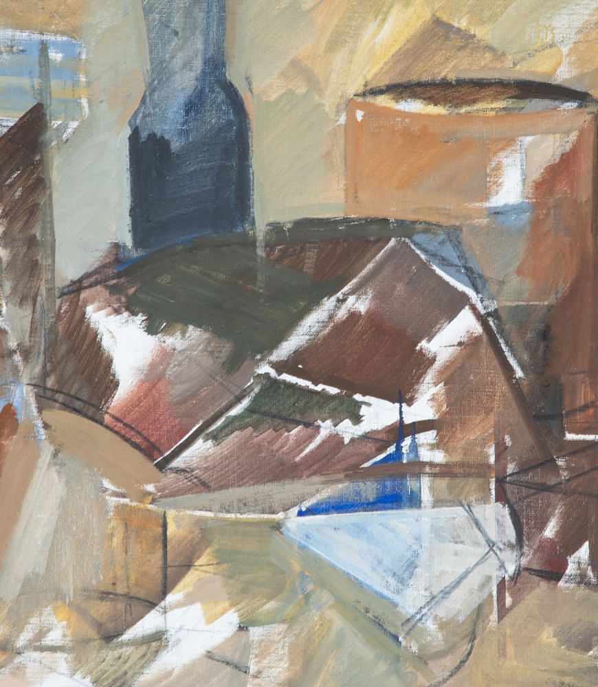 Large 20th Century Swedish Abstract Oil on Canvas Studio Still Life WD1243064