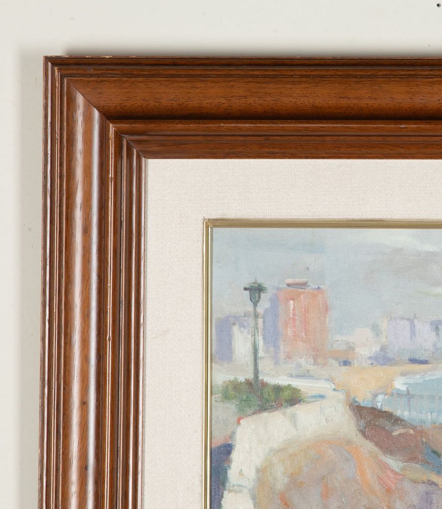 20th Century Spanish Oil on Canvas Painting 'Fishing Off the Rocks in Barcelona' by Antoni Sala Herrero (1927-2012) WD1243068