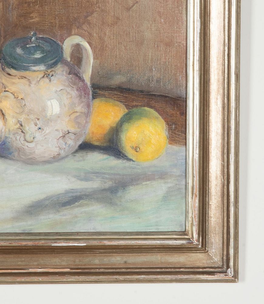 Early 20th Century English Oil on Canvas 'Still life with Teapot & Wine Bottle' WD1243069