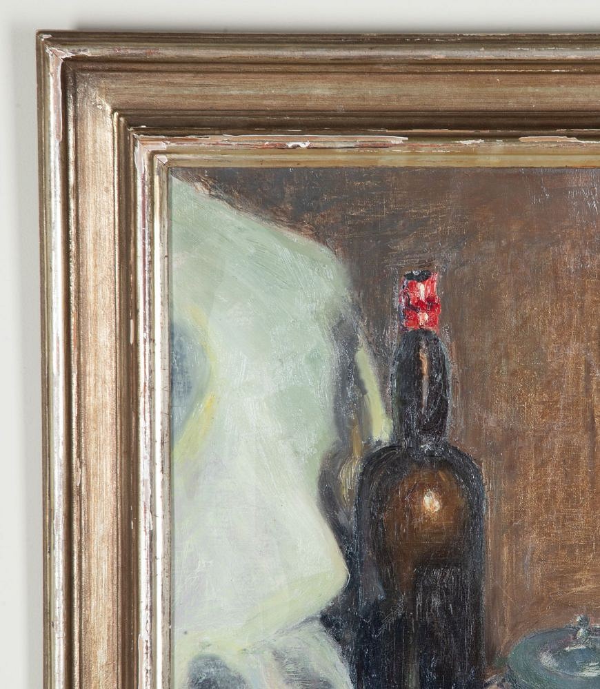 Early 20th Century English Oil on Canvas 'Still life with Teapot & Wine Bottle' WD1243069