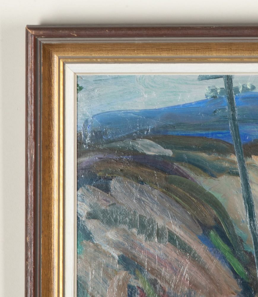 Mid-Century Swedish Oil on Board Painting 'The Road Ahead' WD1243070