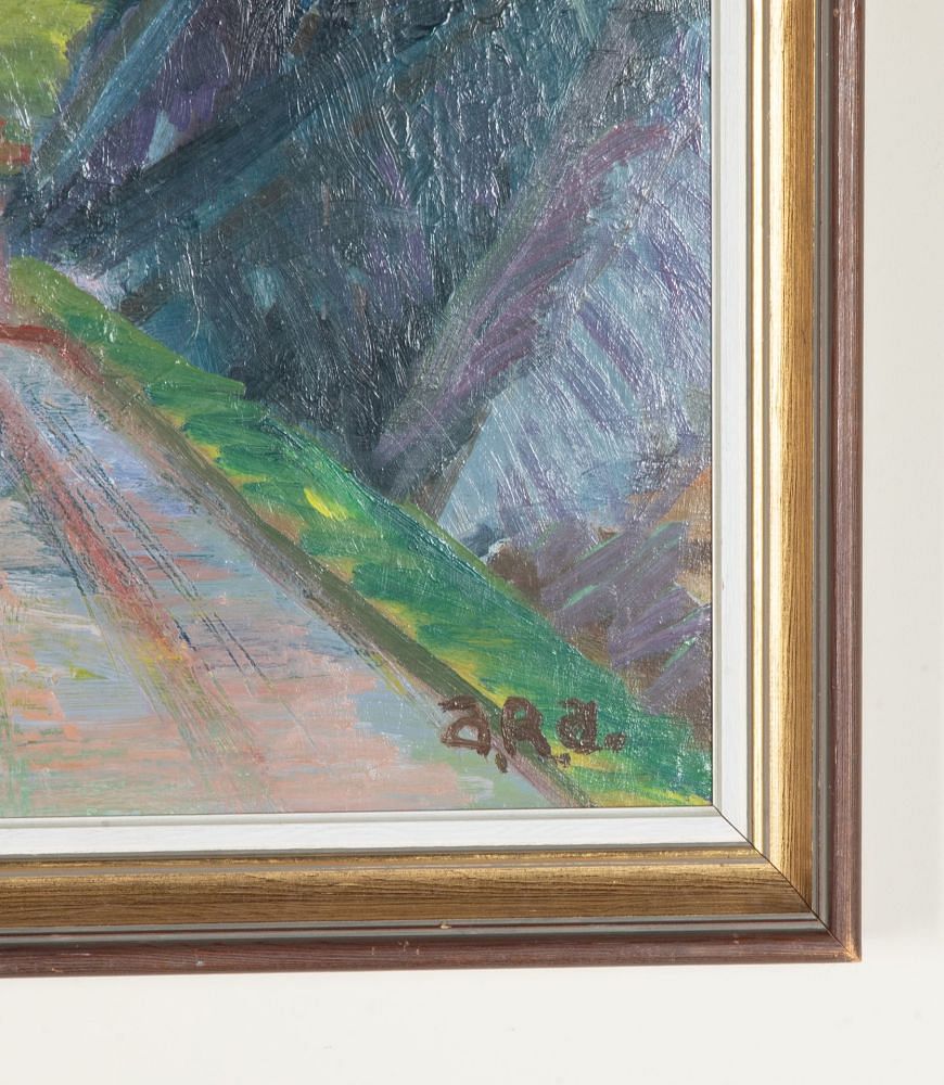 Mid-Century Swedish Oil on Board Painting 'The Road Ahead' WD1243070