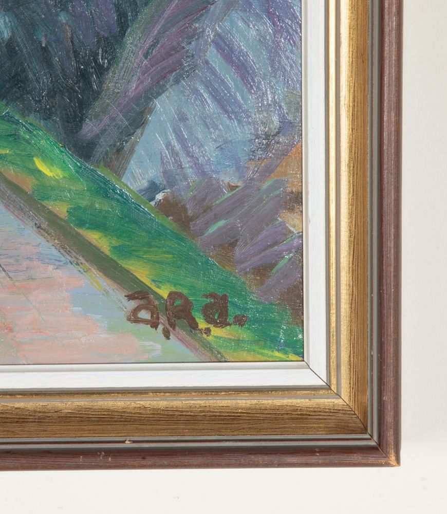Mid-Century Swedish Oil on Board Painting 'The Road Ahead' WD1243070