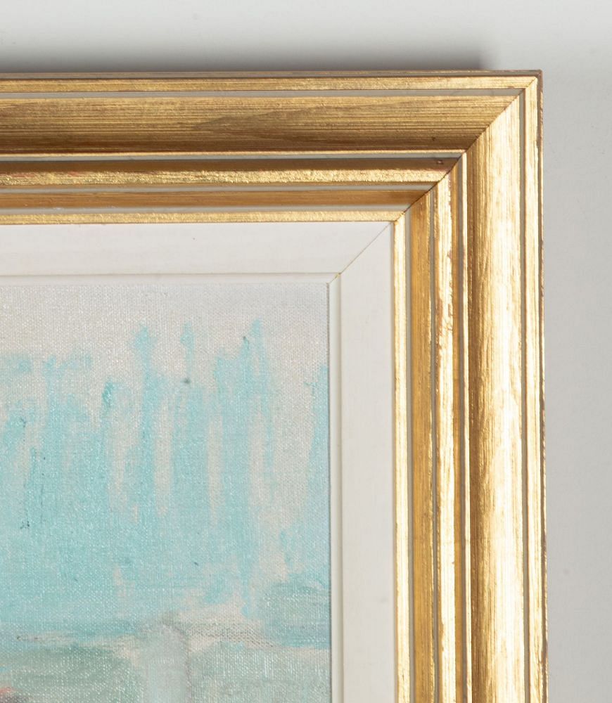 Mid-Century Swedish Oil on Canvas Painting 'Modernist Harbour' WD1243075