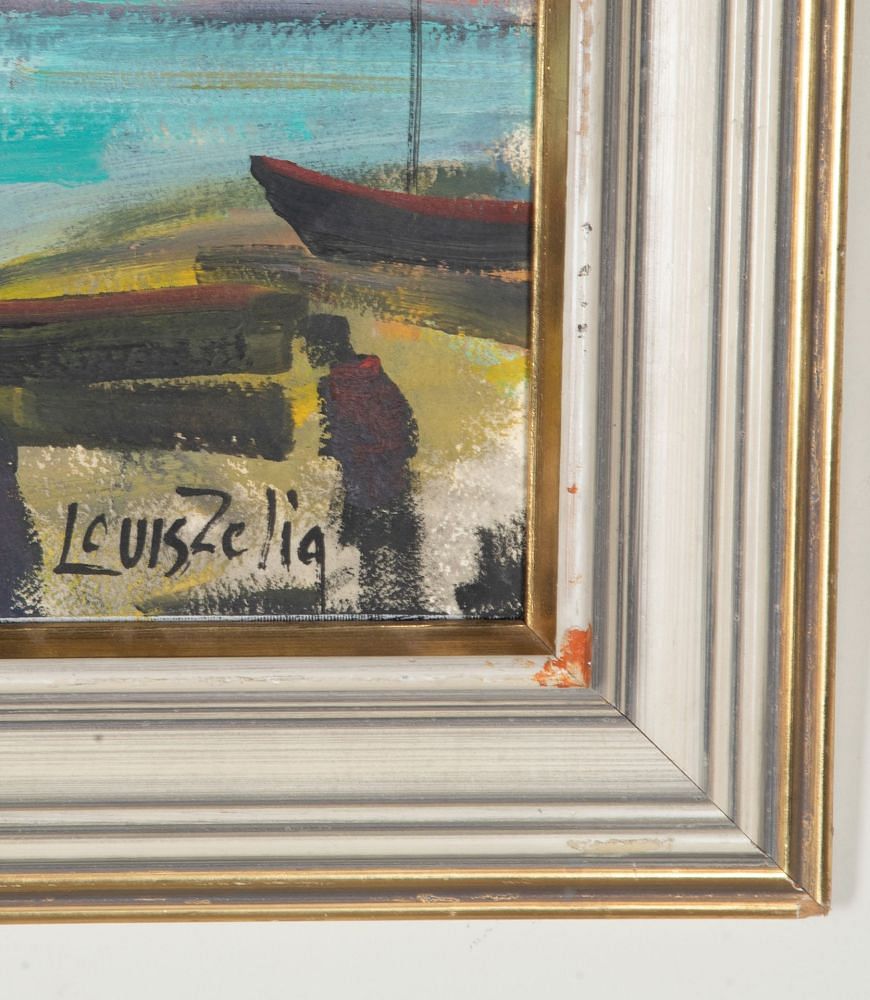 Mid-Century Swedish Oil on Canvas Painting 'Readying the Nets' WD1243076
