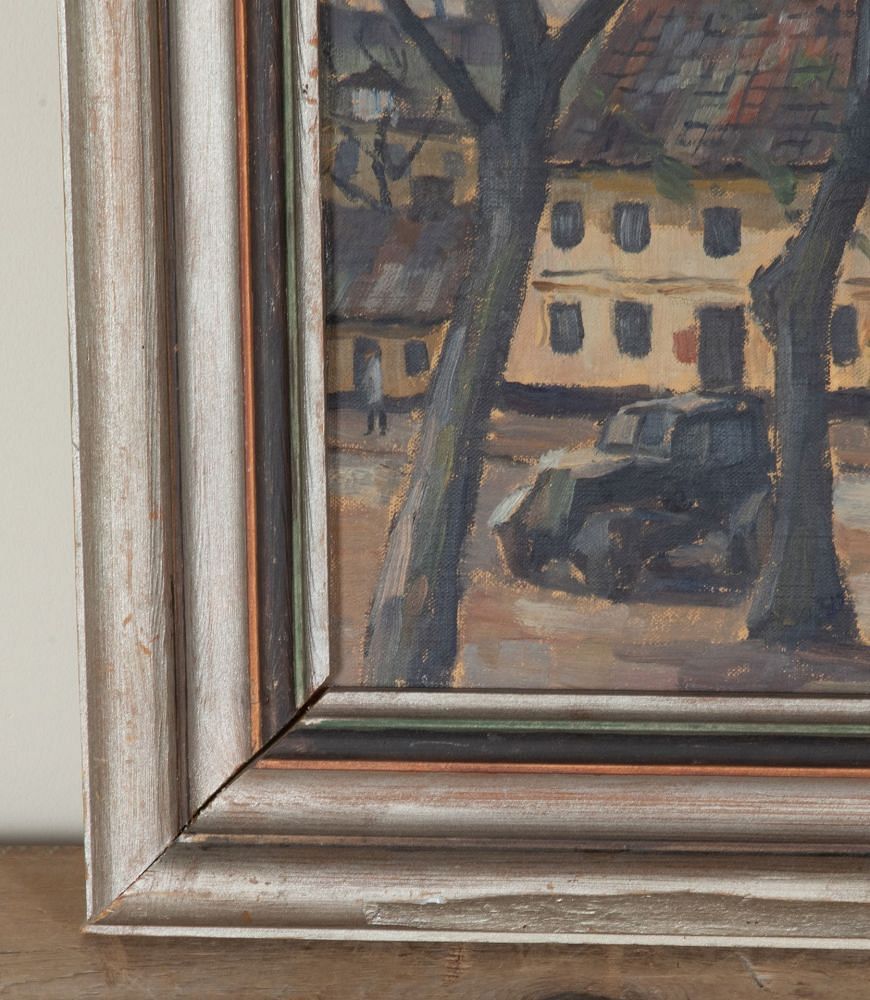 20th Century Swedish Oil on Canvas on Board Painting 'A Continental Square' WD1243078