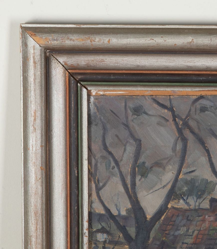20th Century Swedish Oil on Canvas on Board Painting 'A Continental Square' WD1243078