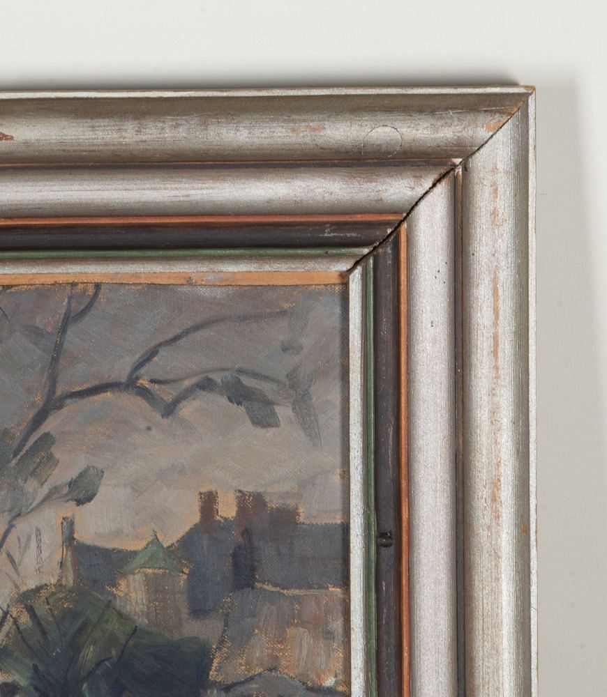 20th Century Swedish Oil on Canvas on Board Painting 'A Continental Square' WD1243078