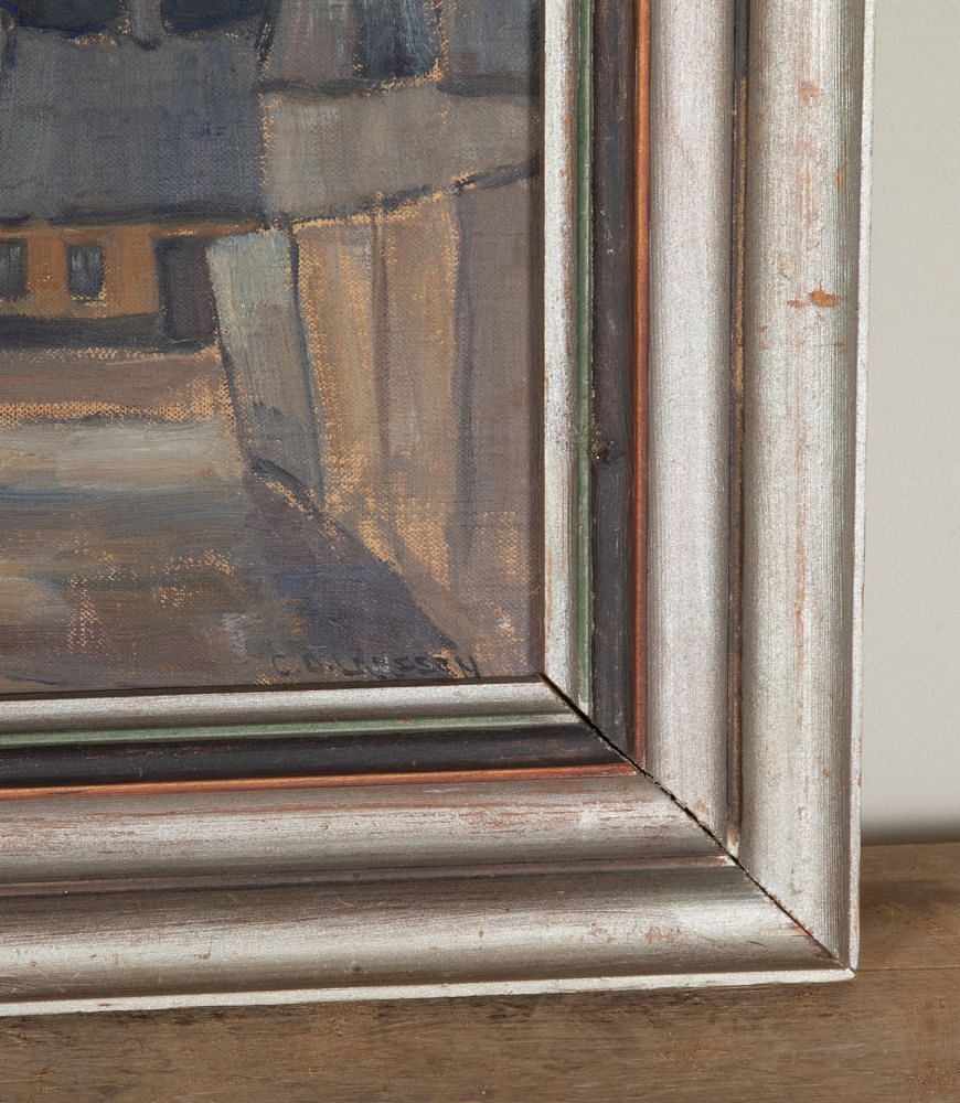 20th Century Swedish Oil on Canvas on Board Painting 'A Continental Square' WD1243078