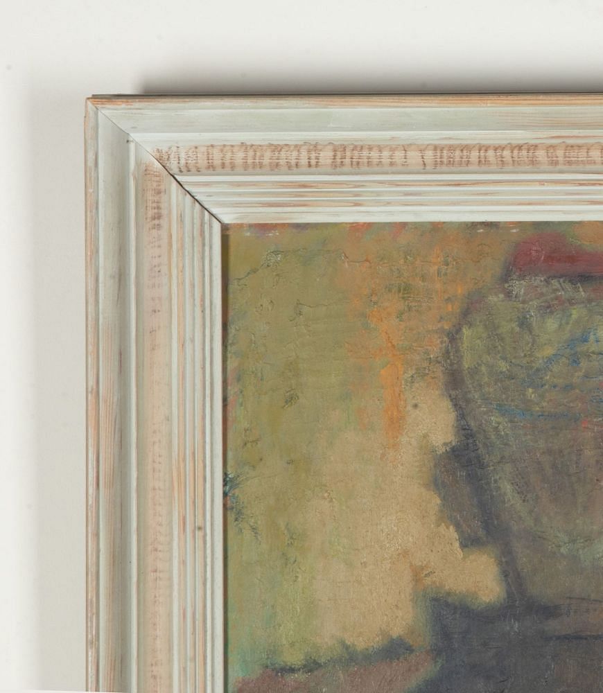 Large Mid-Century Swedish Oil on Board Painting 'Figurative Oil of Two Boys' WD1243084