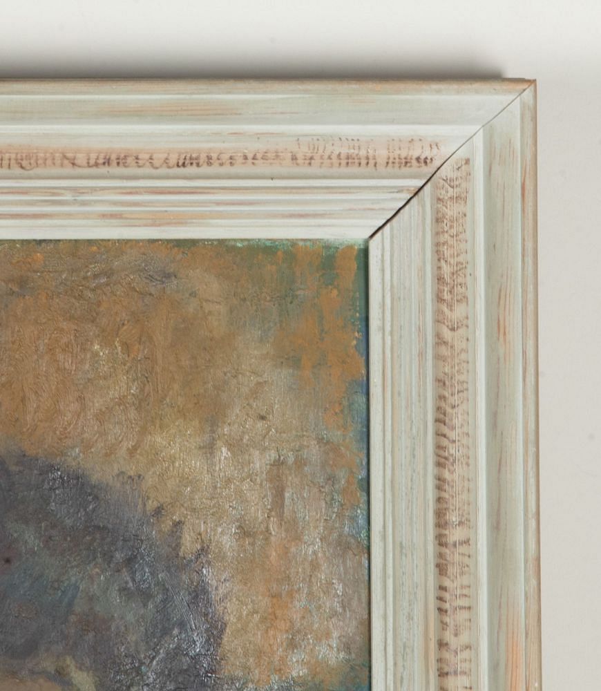 Large Mid-Century Swedish Oil on Board Painting 'Figurative Oil of Two Boys' WD1243084