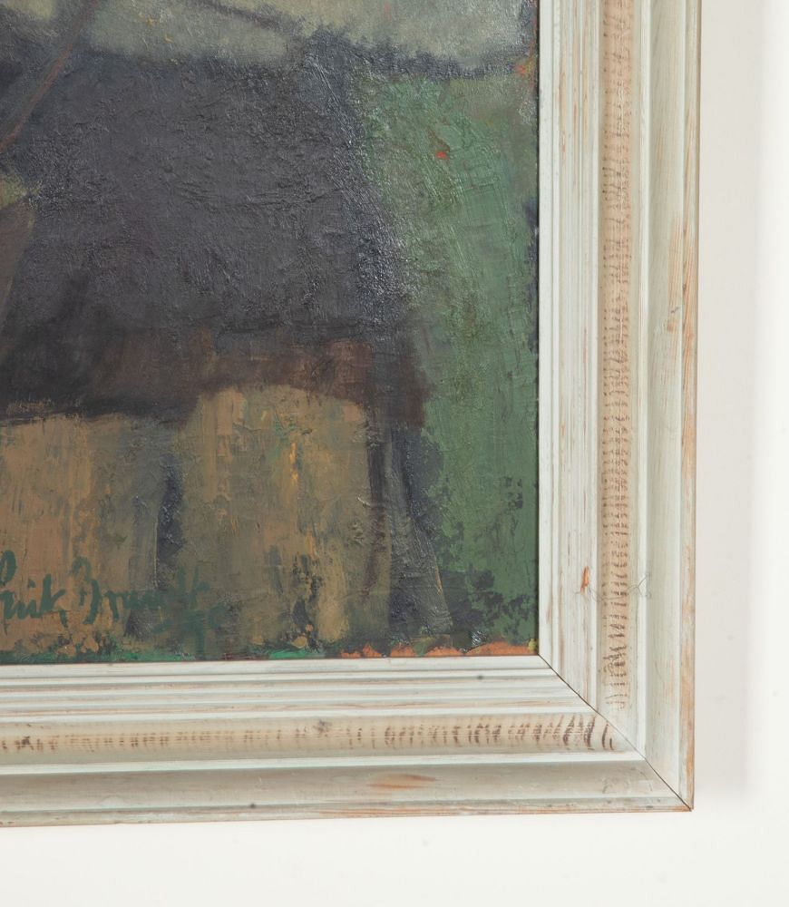 Large Mid-Century Swedish Oil on Board Painting 'Figurative Oil of Two Boys' WD1243084