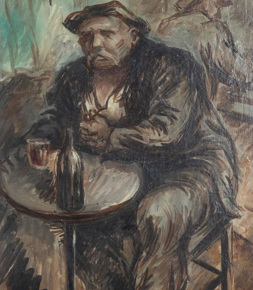 20th Century Swedish Oil on Canvas Painting 'Le Vieux Buveur' WD1243093