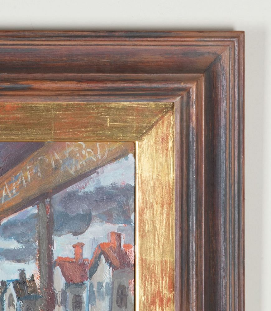 20th Century Swedish Oil on Board Painting 'Figures in a Tram' WD1243097