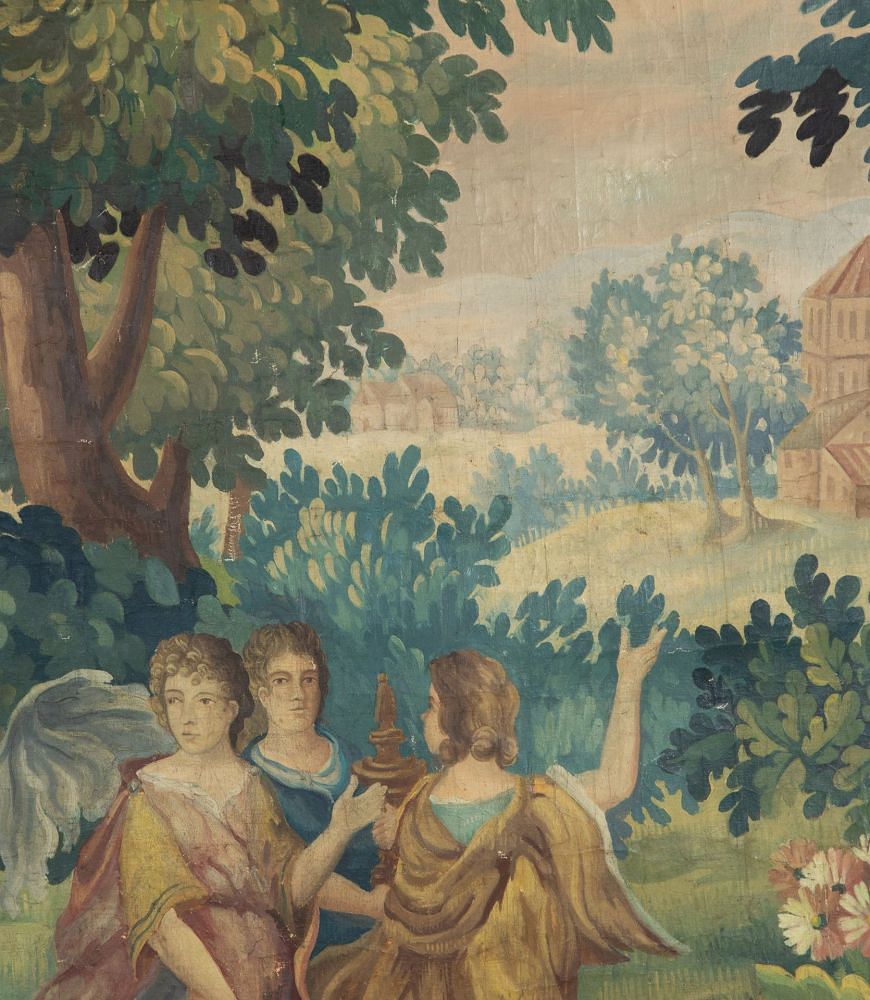 Large 19th Century French Verdure Oil on Canvas Painting WD1341592
