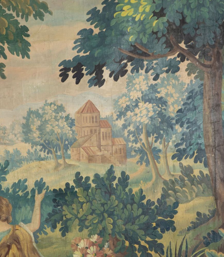 Large 19th Century French Verdure Oil on Canvas Painting WD1341592