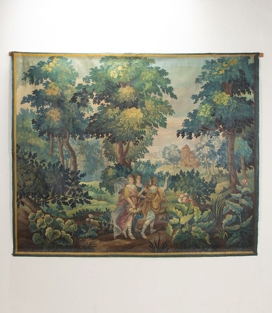 Large 19th Century French Verdure Oil on Canvas Painting WD1341592