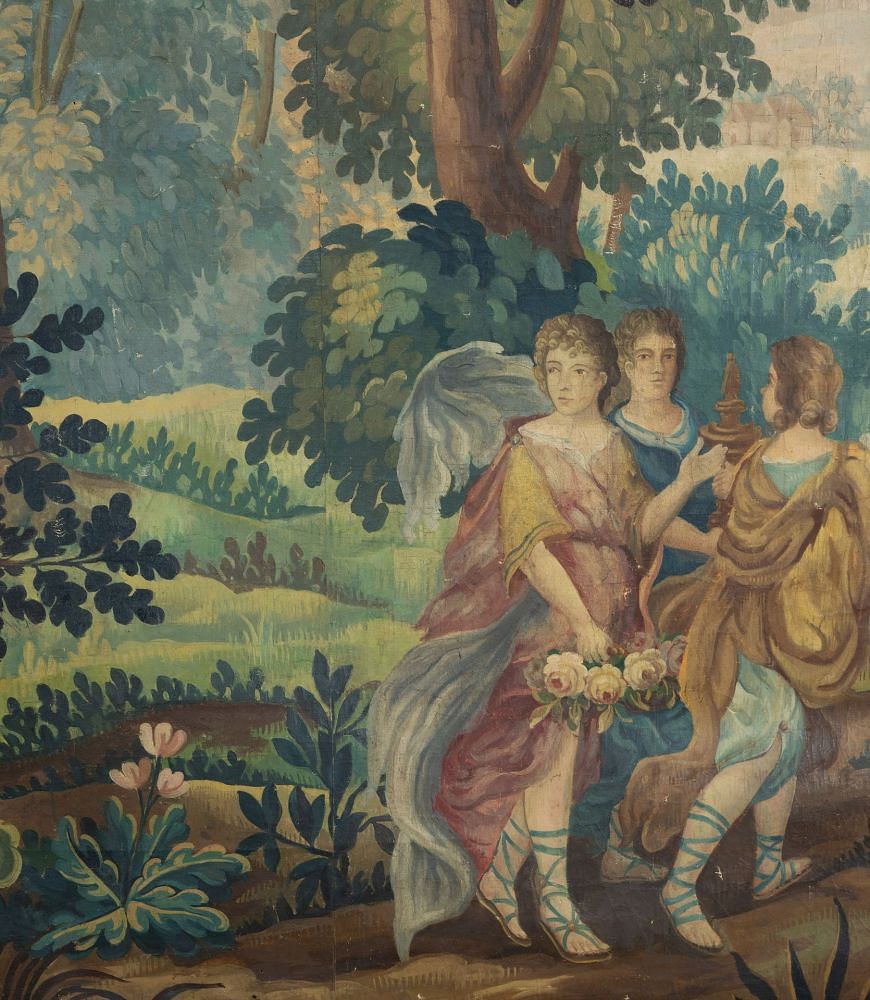 Large 19th Century French Verdure Oil on Canvas Painting WD1341592