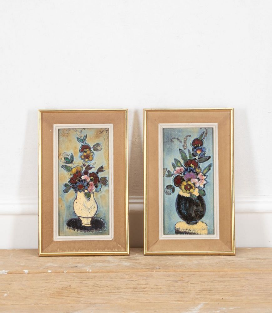 Pair of 20th Century Framed Ceramic Tiles By Francis Crociani WD1536663