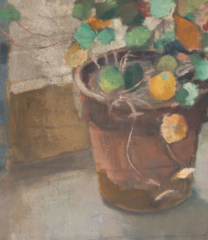 Framed Still Life Painting Of Nasturtiums By Miniot WD1538475