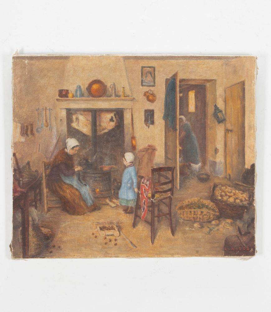 Painting Of An French Interior Scene By L. Nicod WD1538564