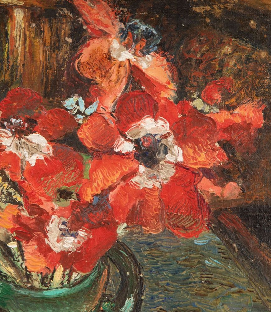French 20th Century Signed Still Life Painting of 'Anemones' by Abel Leblanc WD1539460