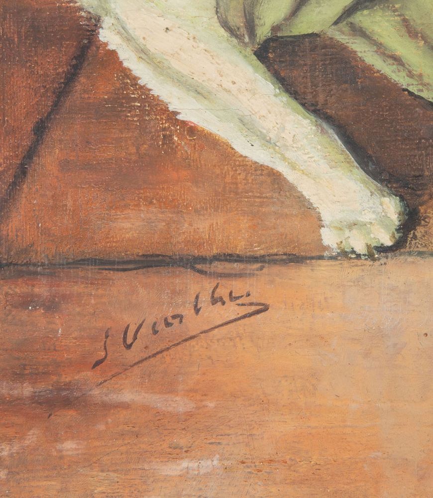 20th Century French Oil Painting 'Jack Russell and Two Cats' WD1541980