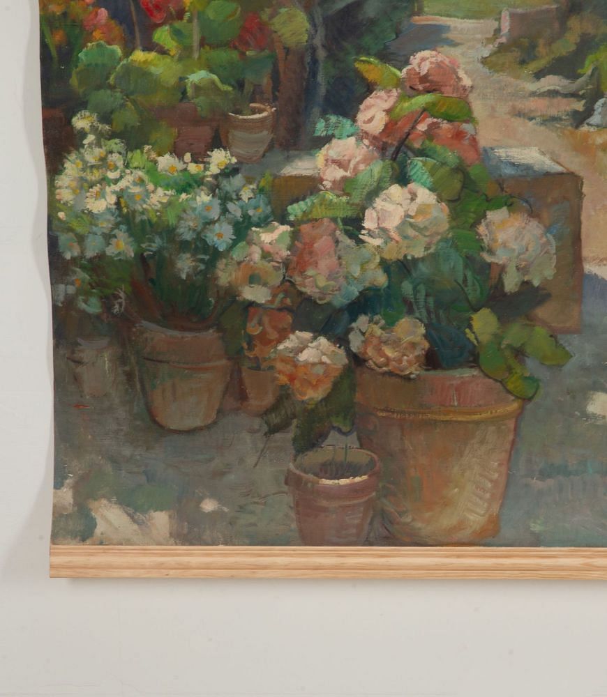 Large 20th Century French Country House Garden Backdrop Painting WD1542072