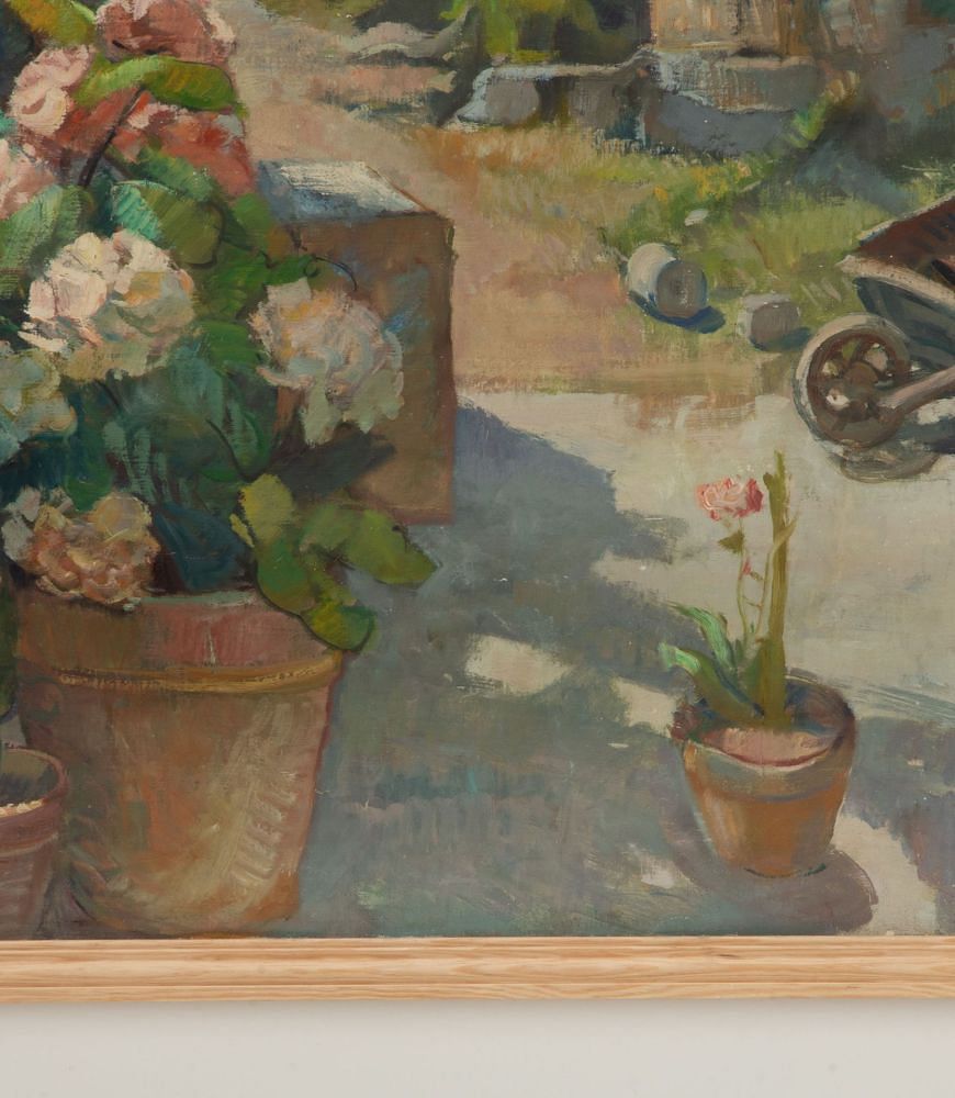 Large 20th Century French Country House Garden Backdrop Painting WD1542072