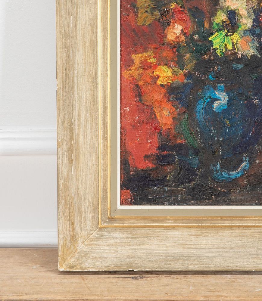 20th Century Oil on Board of Vase & Flowers WD1837248