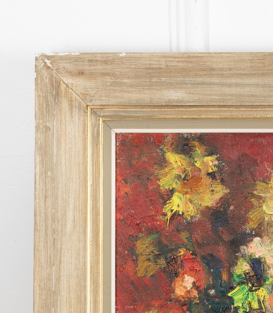20th Century Oil on Board of Vase & Flowers WD1837248