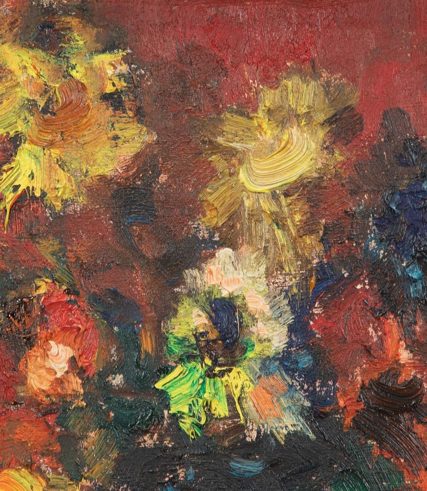 20th Century Oil on Board of Vase & Flowers WD1837248