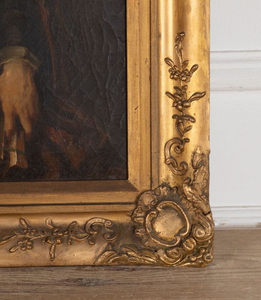 19th Century Oil on Canvas of Father & Child WD2535507