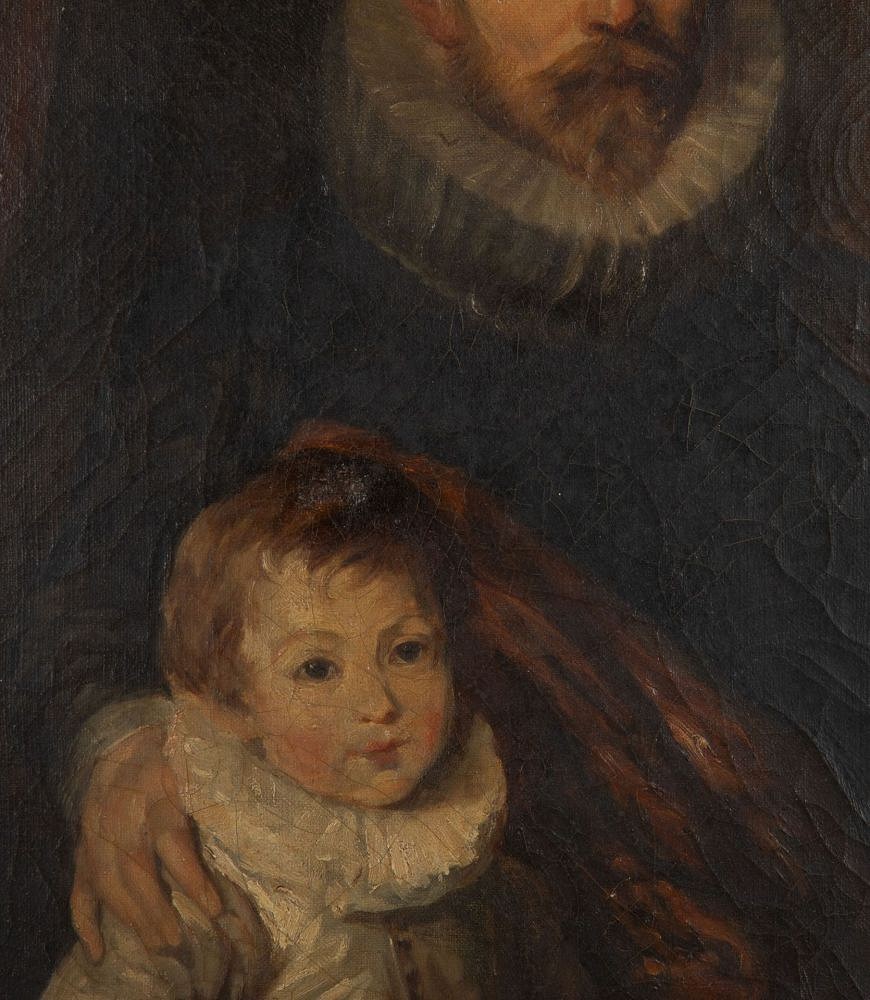 19th Century Oil on Canvas of Father & Child WD2535507