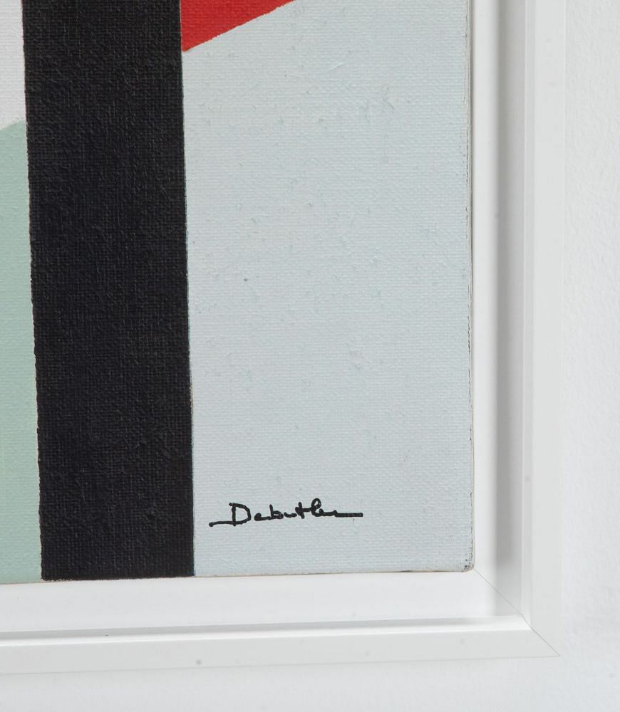 French Modernist Oil on Canvas in Black, Red and Green by Jacqueline Debutler WD2939568