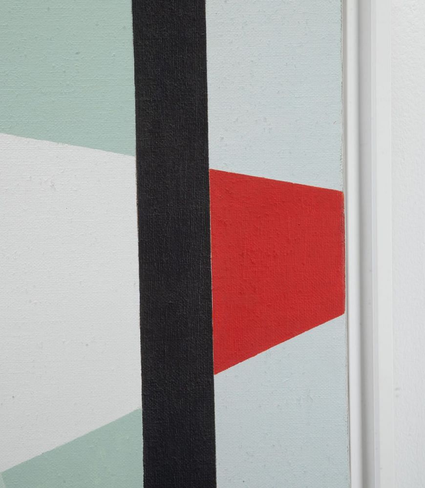 French Modernist Oil on Canvas in Black, Red and Green by Jacqueline Debutler WD2939568
