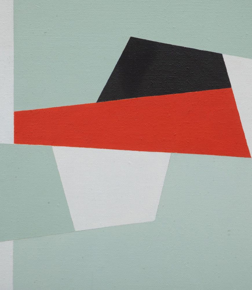 French Modernist Oil on Canvas in Black, Red and Green by Jacqueline Debutler WD2939568