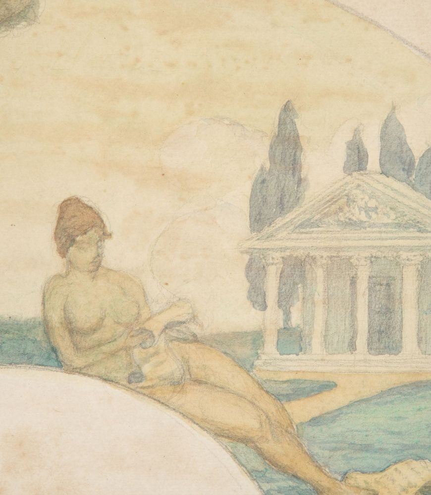Late 19th Century Watercolour Painting of Bathers by a Lake WD2943003