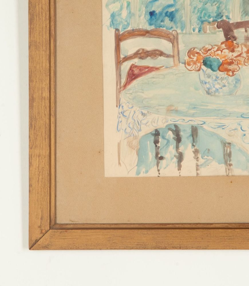 20th Century Watercolour Painting of a Provençal Interior by Bertand Piemore WD2943006