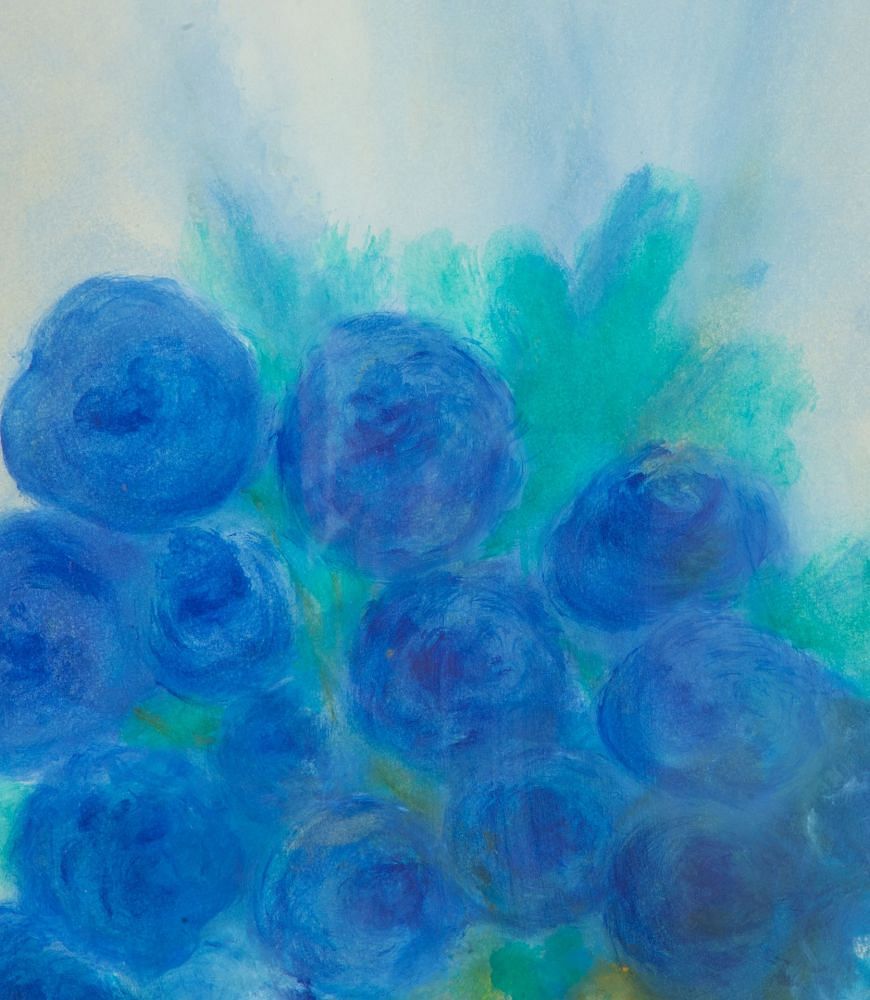 20th Century French Gouache Painting of Blue Flowers WD2943020