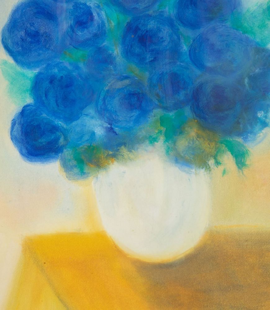 20th Century French Gouache Painting of Blue Flowers WD2943020
