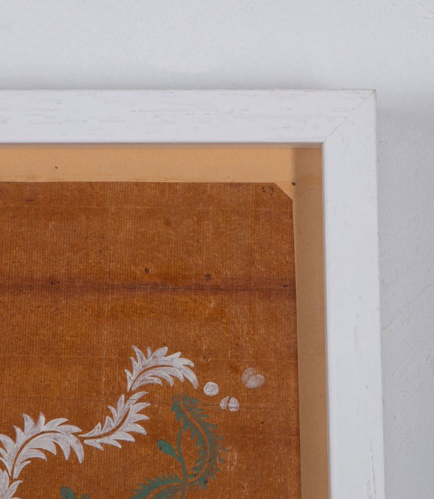 Early 19th Century French White & Crimson Flowers Textile Paper Design WD4235707
