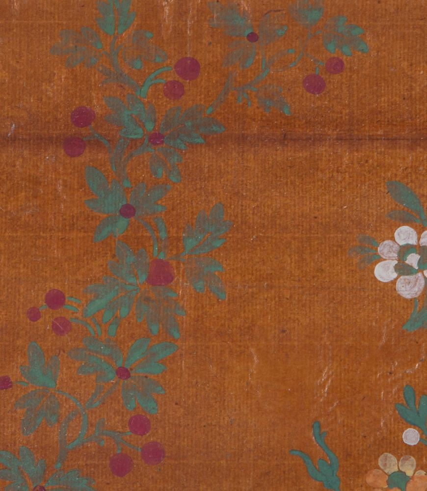 Early 19th Century French White & Crimson Flowers Textile Paper Design WD4235707