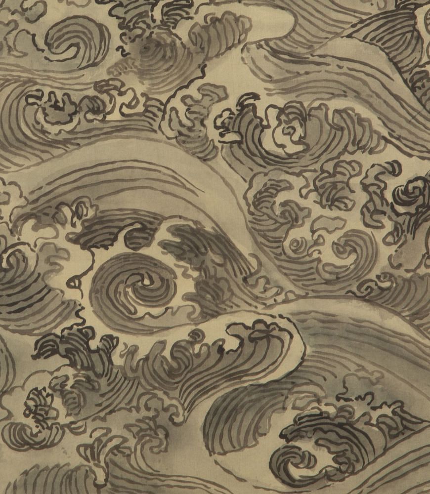 Late 19th Century Chinese Scroll Painting of a Leaping Carp in Waves WD7242766