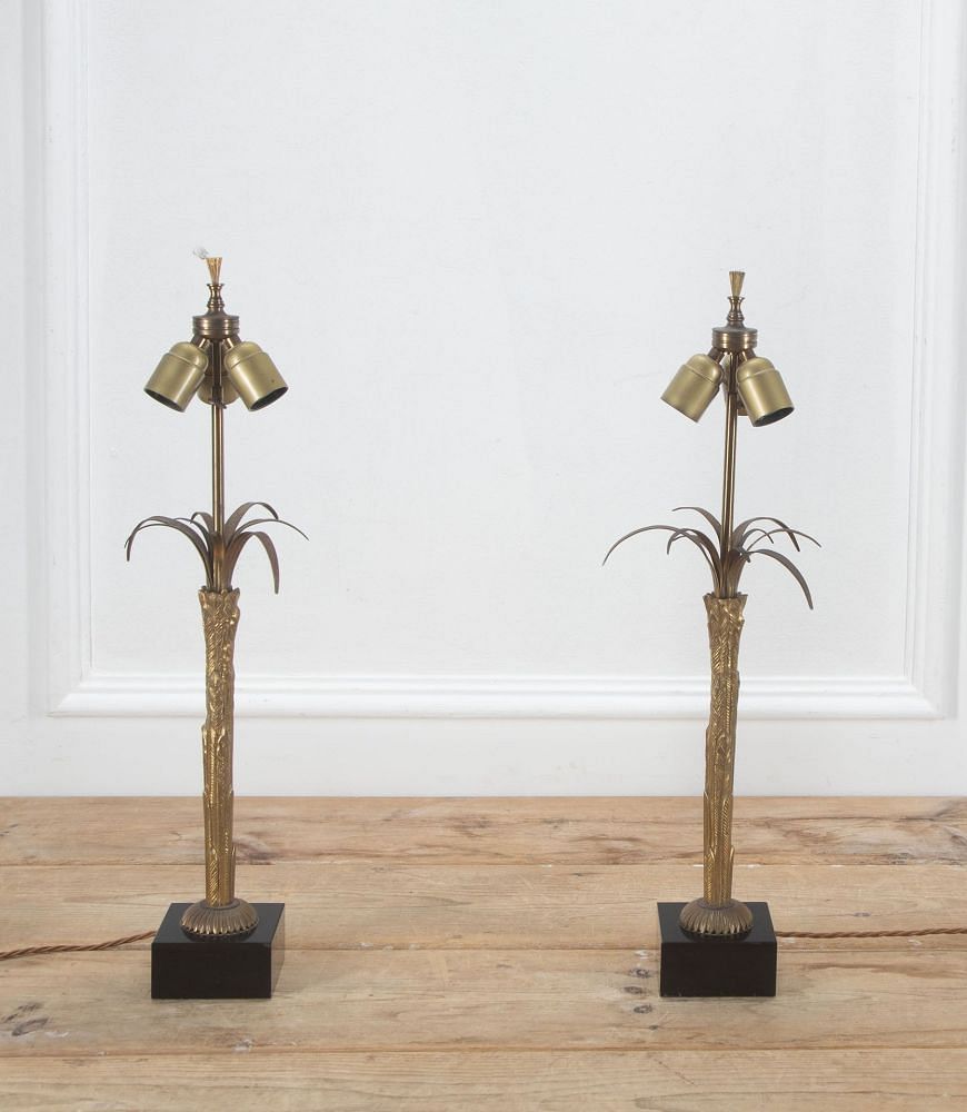 Pair of 20th Maison Charles Bronze Palm Tree Lamps LT6534944