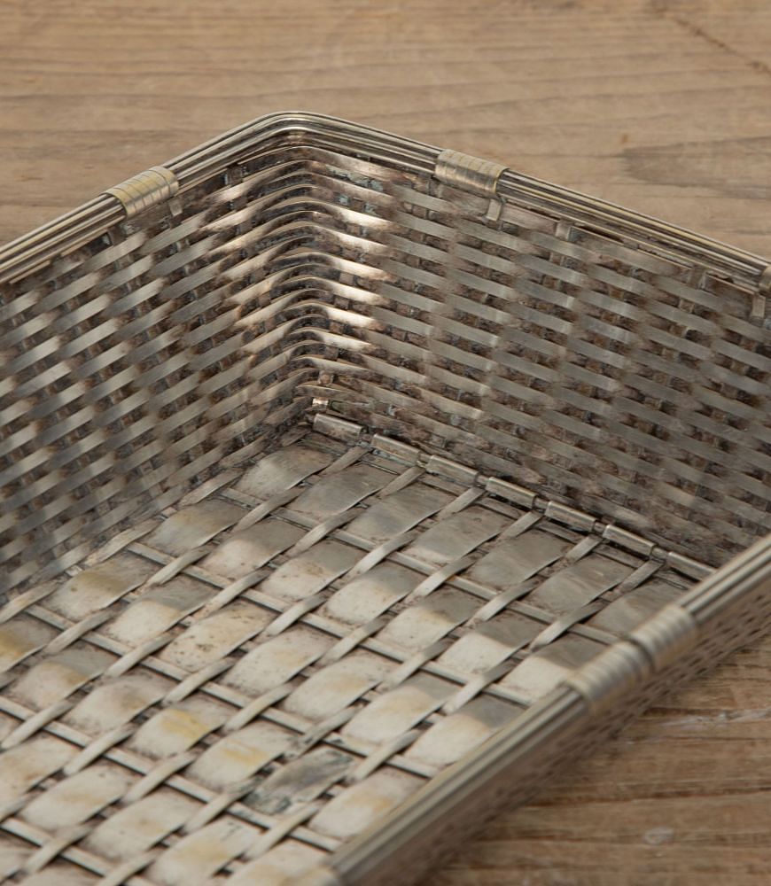 Silver Plate Rectangular Woven Bread Basket DA1534367